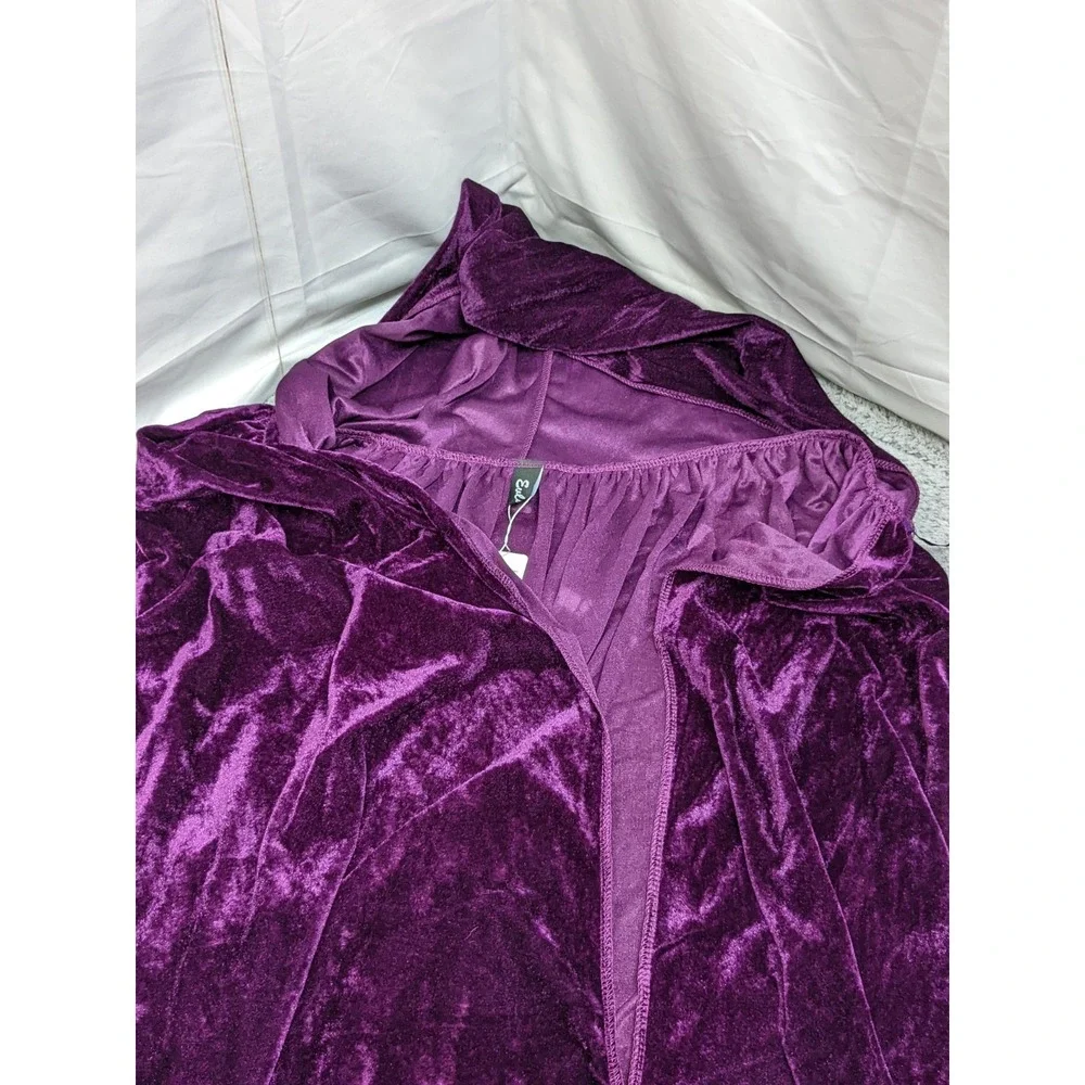 Evlatte Purple Velvet Hooded Cape Shawl 66